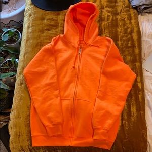 Gildan Fluorescent Orange Zip Up Hoodie
